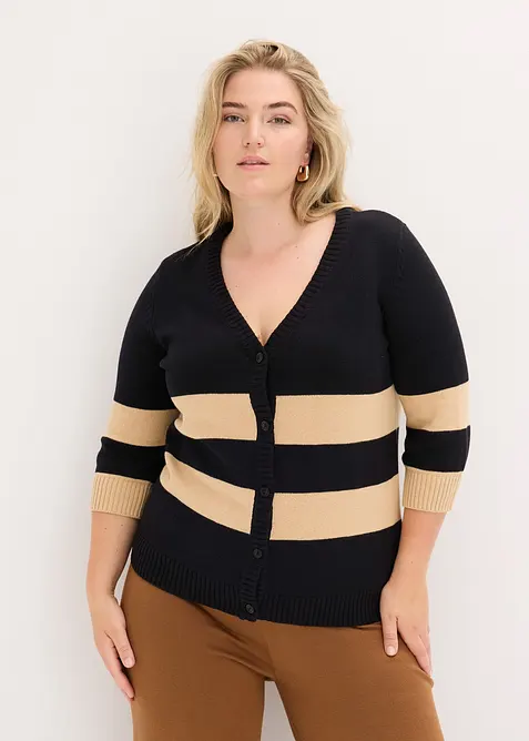 Gilet rayé en maille de coton, bonprix