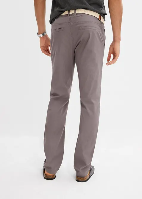 Pantalon chino droit avec taille élastique et ceinture, regular, bonprix