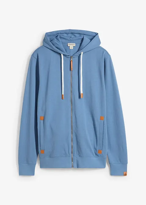 Sweat zippé à capuche et détails enduits, bonprix