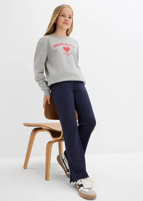Pantalon évasée en coton extensible avec fentes sur les côtés, bonprix