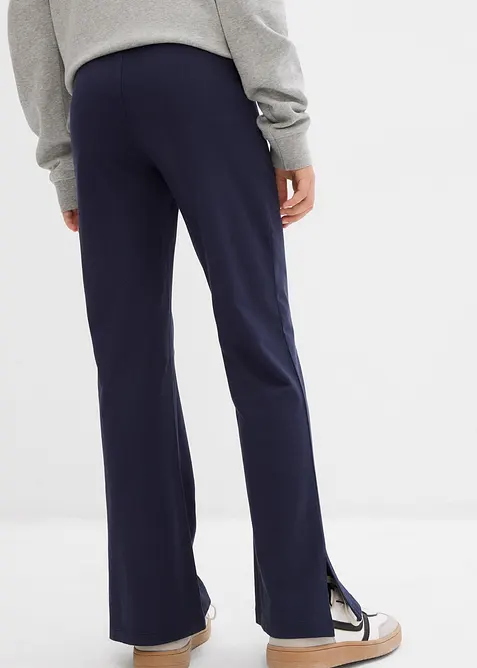 Pantalon évasée en coton extensible avec fentes sur les côtés, bonprix