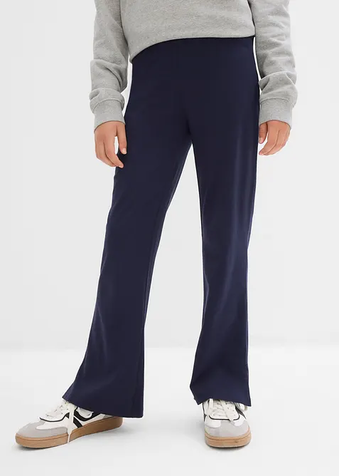 Pantalon évasée en coton extensible avec fentes sur les côtés, bonprix