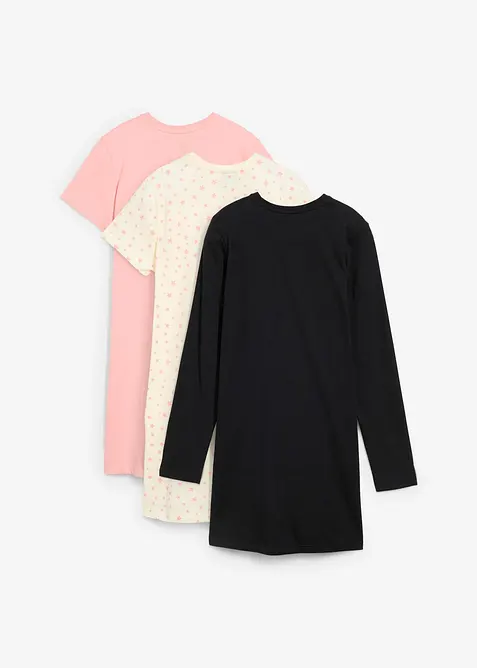 Lot de 3 chemises de nuit 100% coton, bonprix