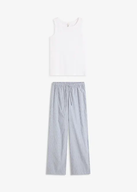 Pyjama avec top côtelé et pantalon tissé, bonprix