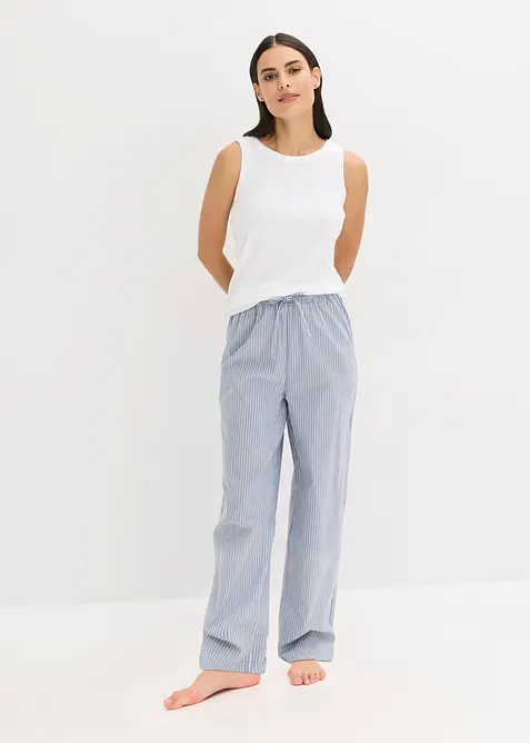 Pyjama avec top côtelé et pantalon tissé, bonprix