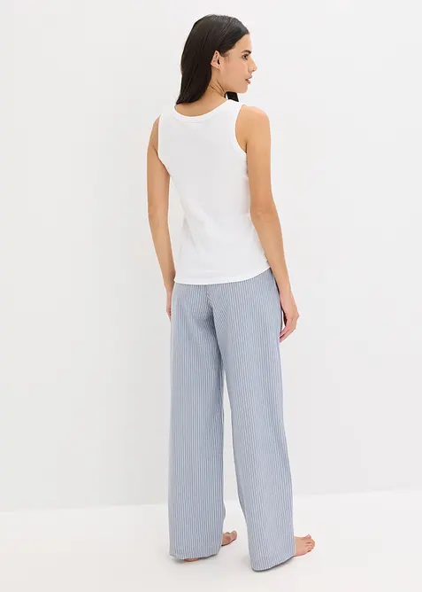 Pyjama avec top côtelé et pantalon tissé, bonprix