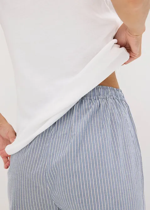 Pyjama avec top côtelé et pantalon tissé, bonprix