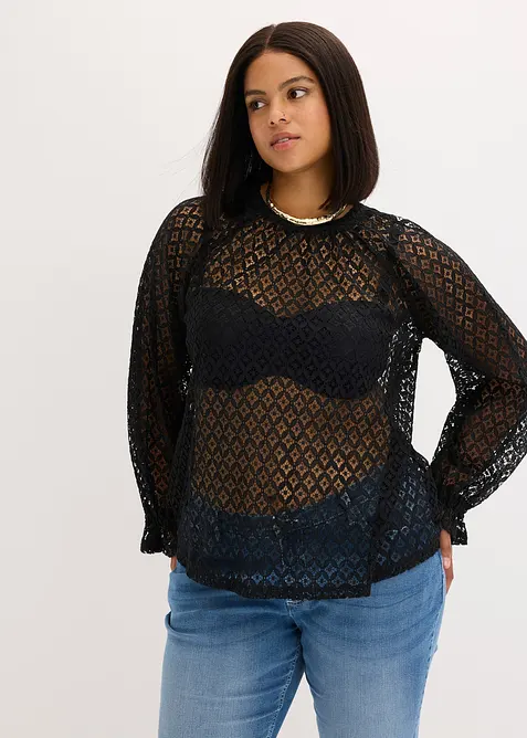 T-shirt en dentelle, coton majoritaire, bonprix