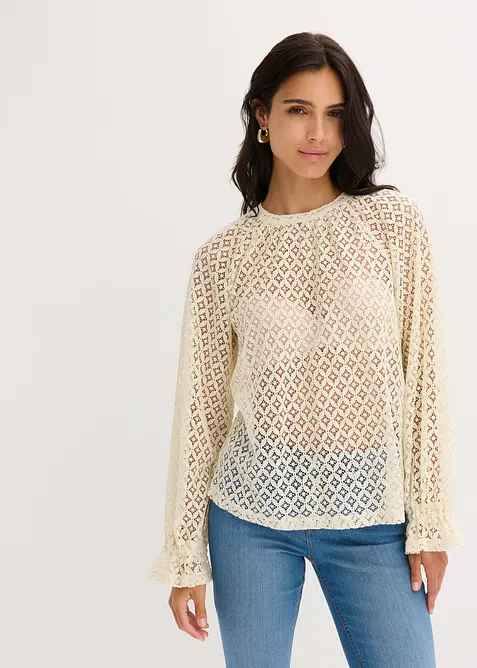 T-shirt en dentelle, coton majoritaire, bonprix