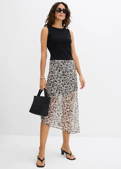 Jupe midi en mousseline fine, bonprix