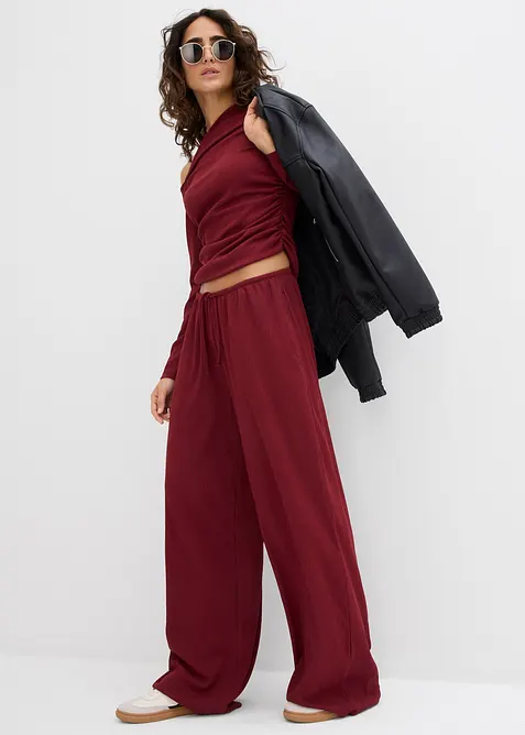 Pantalon jogger en crêpe texturé, bonprix