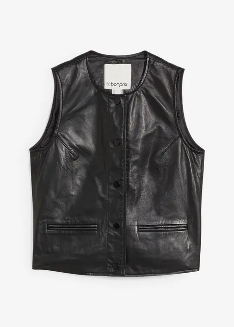Gilet sans manches en cuir d’agneau nappa, bonprix