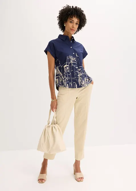 Chemisier manches courtes oversize en coton, bonprix