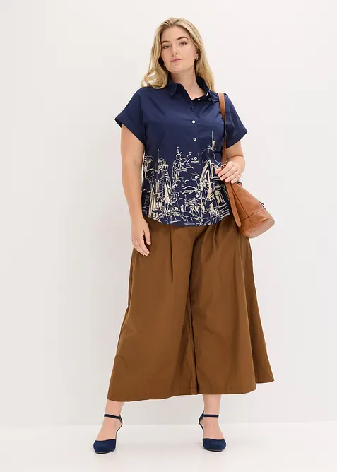 Chemisier manches courtes oversize en coton, bonprix