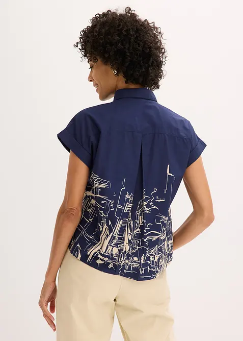 Chemisier manches courtes oversize en coton, bonprix