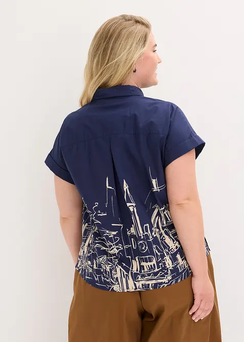 Chemisier manches courtes oversize en coton, bonprix