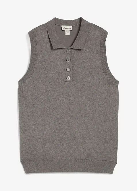 Top en fine maille avec soie et col polo, bonprix