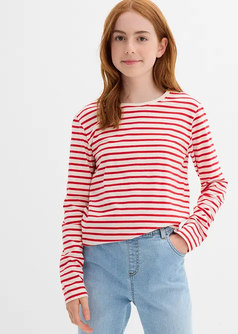 Lot de 3 T-shirts manches longues 100% coton, bonprix