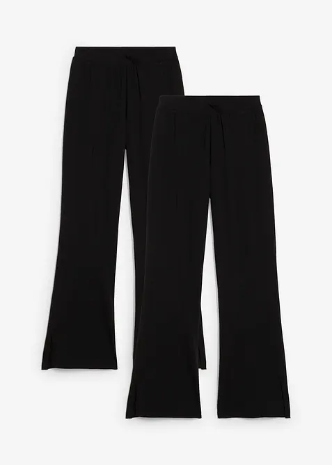 Lot de 2 pantalons &eacute;vas&eacute;s en jersey coton extensible, bonprix