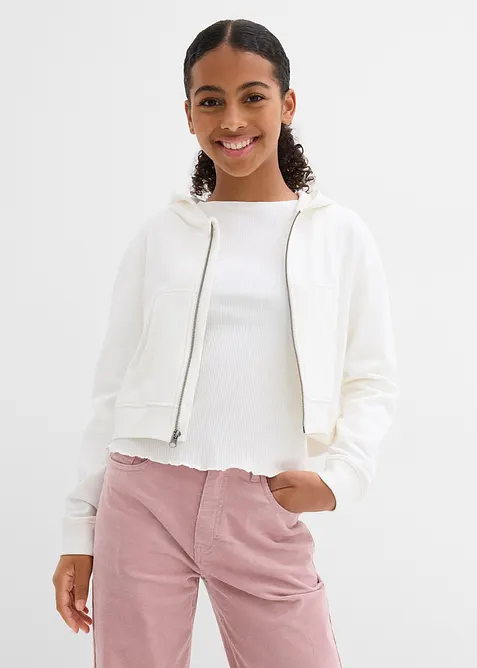 Sweat zippé à capuche 100% coton, bonprix