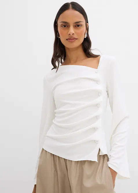 T-shirt manches longues en matière côtelée, bonprix