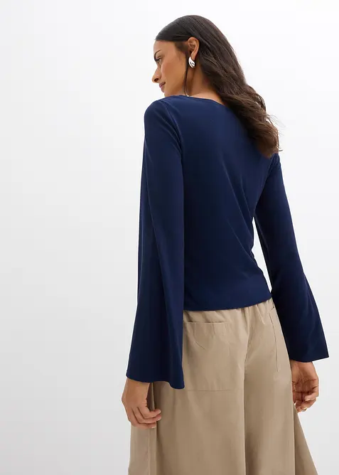 T-shirt manches longues en matière côtelée, bonprix