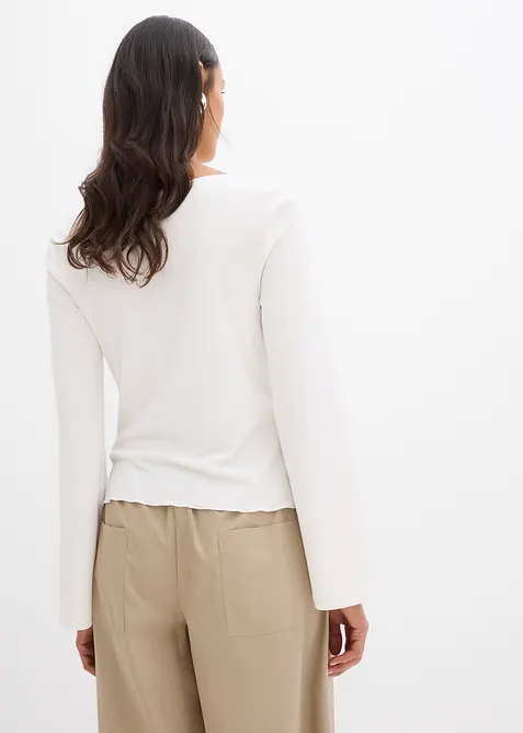 T-shirt manches longues en matière côtelée, bonprix