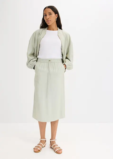 Jupe midi en satin brillant, bonprix