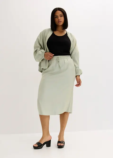 Jupe midi en satin brillant, bonprix