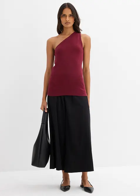 Top en maille asymétrique en viscose mélangée, bonprix