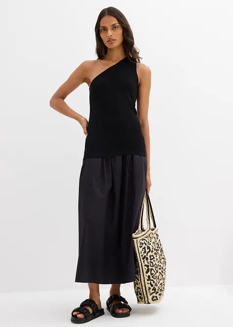 Top en maille asymétrique en viscose mélangée, bonprix