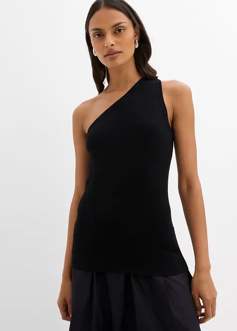 Top en maille asymétrique en viscose mélangée, bonprix
