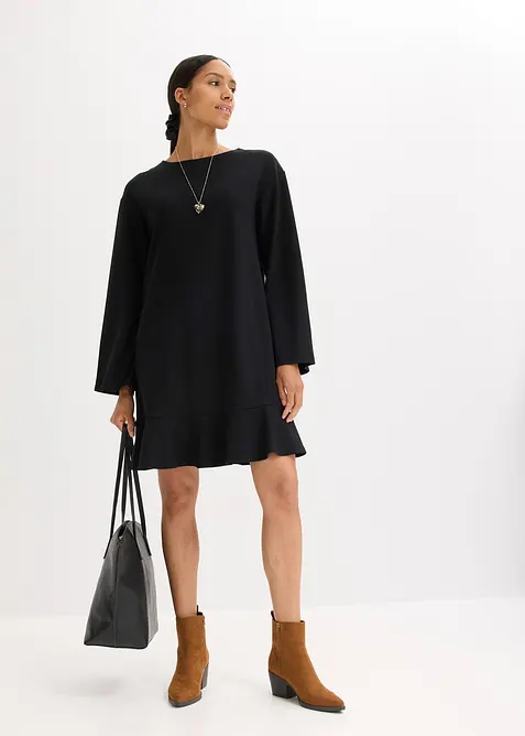 Robe courte à base volantée en jersey Milano, bonprix