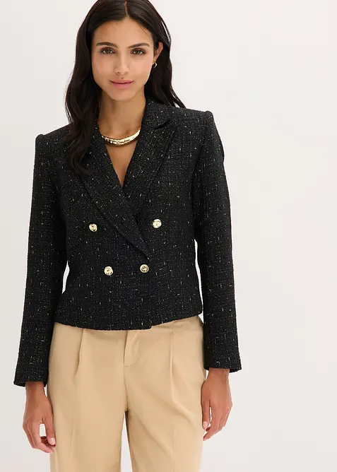 Blazer court en maille bouclette douce, bonprix