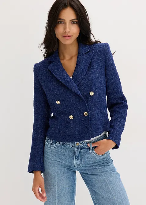 Blazer court en maille bouclette douce, bonprix