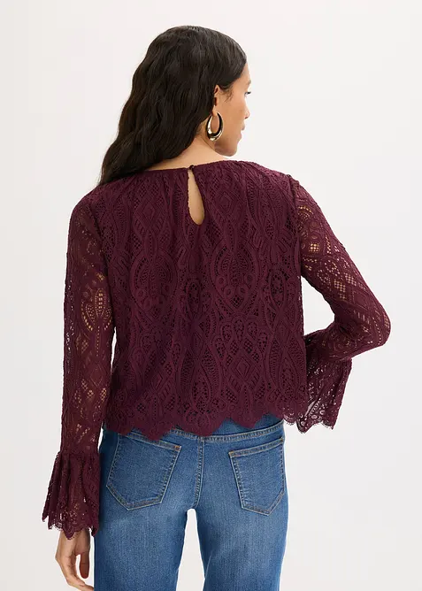 Blouse en dentelle avec volants, bonprix