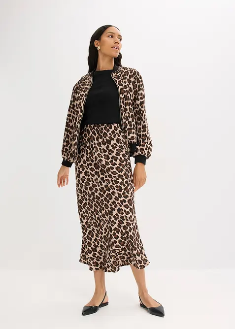 Jupe midi en satin fluide, bonprix