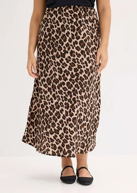 Jupe midi en satin fluide, bonprix