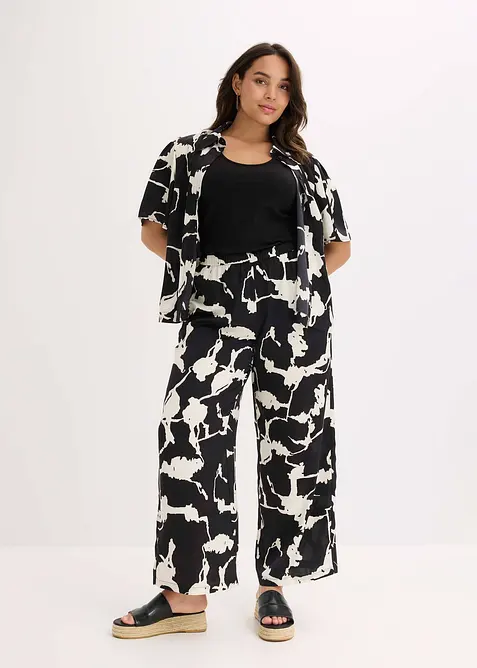 Pantalon palazzo en satin fluide, bonprix