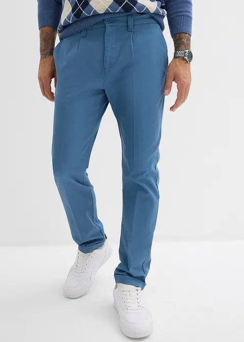 Pantalon droit à pinces en twill de coton, Regular, bonprix