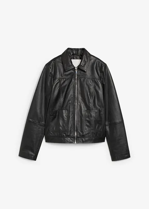 Veste en cuir d’agneau nappa, bonprix