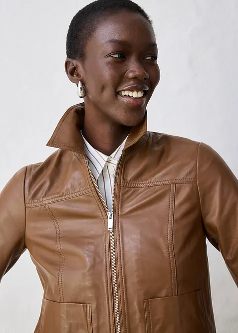 Veste en cuir d’agneau nappa, bonprix