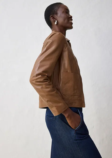 Veste en cuir d’agneau nappa, bonprix