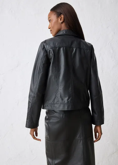 Veste en cuir d’agneau nappa, bonprix