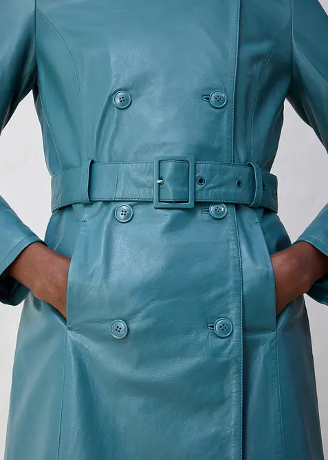 Trench-coat en cuir d’agneau nappa, bonprix