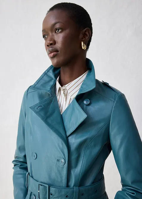 Trench-coat en cuir d’agneau nappa, bonprix