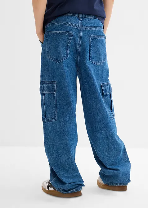 Jean cargo droit et loose, taille réglable, bonprix