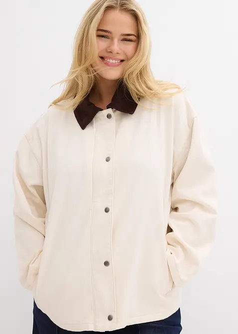 Veste légère en twill avec col en velours côtelé, bonprix