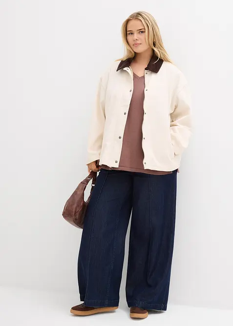 Veste légère en twill avec col en velours côtelé, bonprix