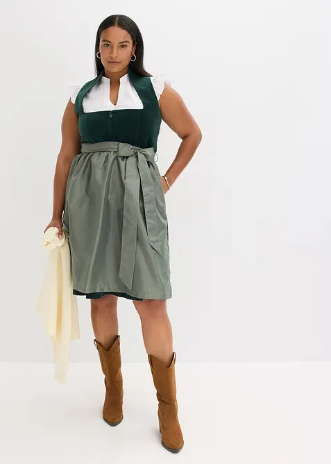 Dirndl avec corsage en velours et tablier en satin, bonprix